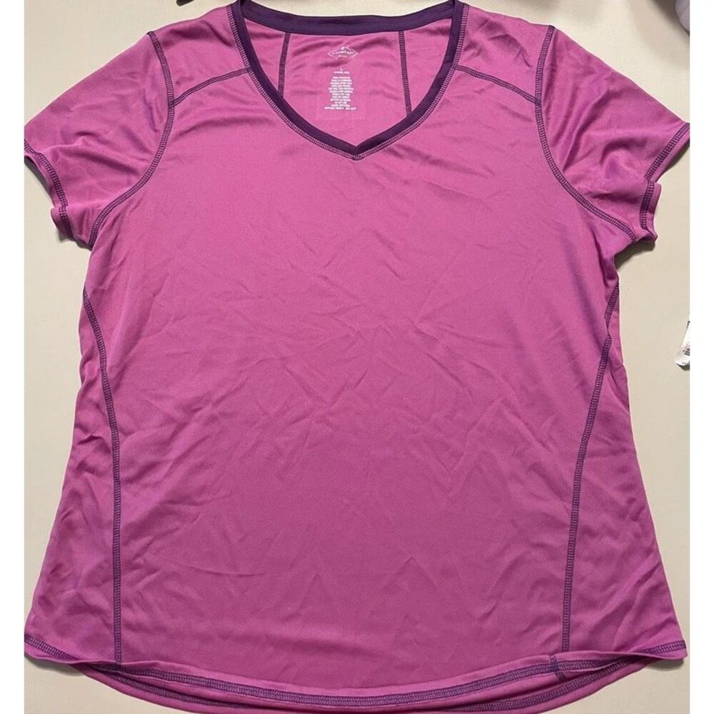 Women’s Quick-Dri short sleeve V-neck Large Purple St John’s Bay shirt